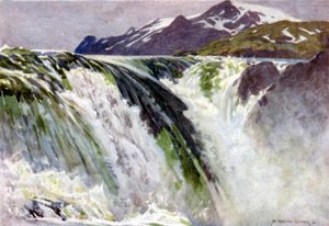 Stora Sjofallet, Grote Meerwatervallen, Saltoluokta door Alfred Heaton Cooper