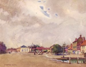 Swaffham Marktplein, Norfolk door Alfred Heaton Cooper