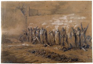Commune van Parijs: executie van 147 strijders van de Commune aan de muur van de Federes op Pere Lachaise in Parijs op 28/05/1871
