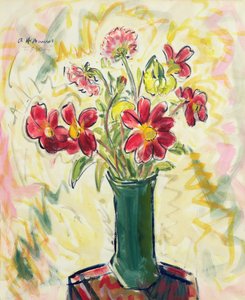 Bloemen in een groene vaas door Alfred Henry Maurer