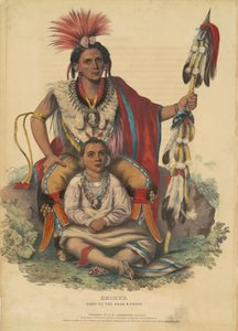 Keokuk, hoofd van de Sacs en Foxes door Alfred Hoffy, after Charles Bird King