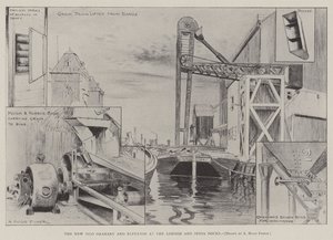 De nieuwe silo graanschuur en lift bij de London en India Docks door Alfred Hugh Fisher