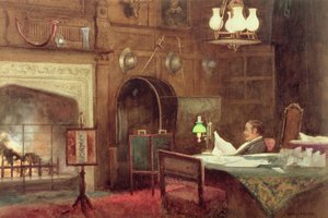 Interieur van een Geplankte Hal door Alfred J. Warne Brown