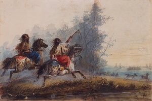 Vrouwen, Slangenstam, Paarden Drijven door Alfred Jacob Miller