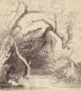 Indiaanse hut aan de Platte, ca. 1837 door Alfred Jacob Miller