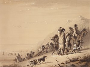 Slangenindianen Migreren, ca. 1837 door Alfred Jacob Miller