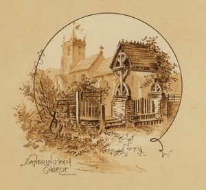 Sandringham Kerk, Norfolk (chromolitho) door Alfred Johnson