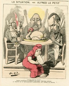 Omslag van Le Grelot, nummer 47, satirisch in kleuren door Alfred Le Petit