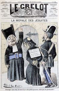 De moraal van de Jezuïeten "Moed! Mijn zoon, daarboven zijn kleine jongens, maar gendarmes!", mei 1883 (gravure)