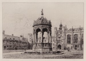 Cambridge: De Grote Hof van Trinity College door Alfred Louis Brunet Debaines