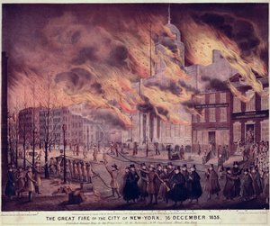 De Grote Brand van New York, 1835 door Alfred M. Hoffy