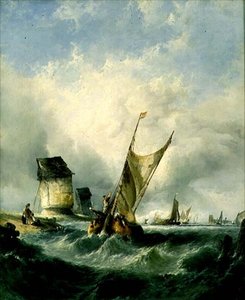 Een Winderige Dag op de Maas door Alfred Montague