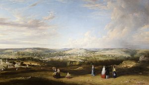 Stroud vanaf nabij Rodborough Fort, Gloucestershire door Alfred Newland Smith