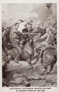 Kriutchkoff, de Kozak, wint het eerste Sint-Joris Kruis van de Eerste Wereldoorlog door Alfred Pearse