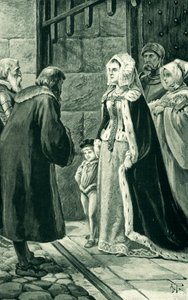 Koningin Margaret, weduwe van James IV, trotseert de edelen door Alfred Pearse