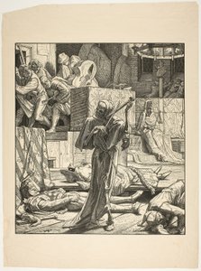 De dood de wurger, de eerste uitbraak van cholera op een gemaskerd bal in Parijs, 1831 door Alfred Rethel