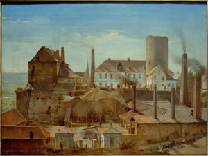 De Harkort-fabriek op Burg Wetter aan de Ruhr door Alfred Rethel