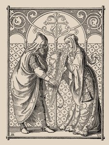 Die Nibelungen. Hagens schildverzoek, 1840-1841 door Alfred Rethel