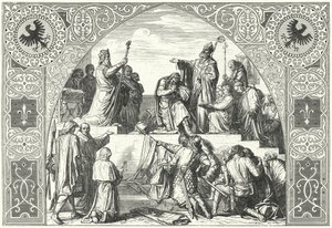 De doop van de Saksische hoofdman Widukind, 785 door Alfred Rethel