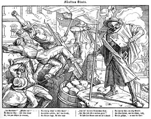 Totentanz 1848: De dood leidt revolutionaire burgers door Alfred Rethel