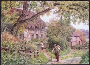 Een zijweg bij Houghton, Suffolk, uit The Cottages and the Village Life of Rural England gepubliceerd door Dent & Sons Limited, 1912
