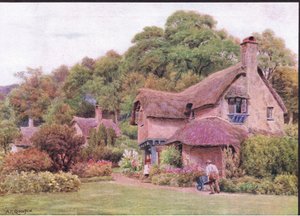 Almhouses, Selworthy Green, Somerset, uit The Cottages and the Village Life of Rural England gepubliceerd door Dent & Sons Limited door Alfred Robert Quinton
