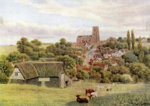 De kerk op de heuvel, Kersey, Suffolk door Alfred Robert Quinton
