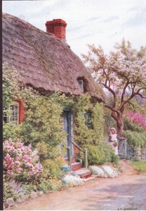 Deur van het huisje, Elmley Castle, Worcester, uit The Cottages and the Village Life of Rural England gepubliceerd door Dent & Sons Limited door Alfred Robert Quinton