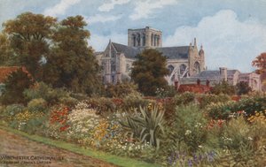 Winchester Cathedral vanuit de tuin van de kanunnik door Alfred Robert Quinton