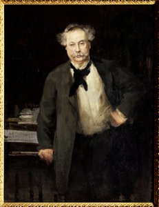 Portret van Alexandre Dumas Jr. (1824-1895), Franse schrijver. Schilderij door Alfred Philippe Roll door Alfred Roll
