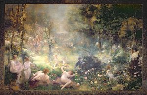 De vreugden van het leven: bloemen, vrouwen, muziek door Alfred Roll