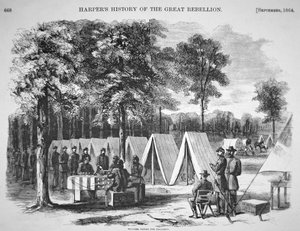 Pennsylvania soldaten stemmen bij het hoofdkwartier van het Leger van de James in september 1864, uit 