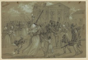 Afrikaans-Amerikaanse soldaten afgezwaaid in Little Rock, Arkansas door Alfred Rudolph Waud
