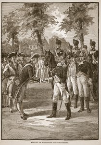 Ontmoeting van Washington en Rochambeau, pub. 1896 door Alfred Rudolph Waud
