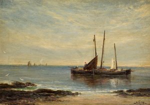 Vissersboten bij de monding van de Tay door Alfred Sanderson Edward