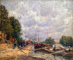Schuiten bij Billancourt, 1877 door Alfred Sisley