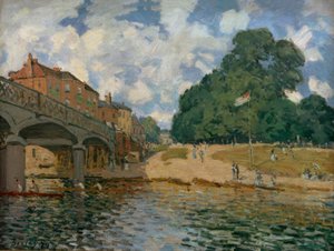 Brug bij Hampton Court door Alfred Sisley