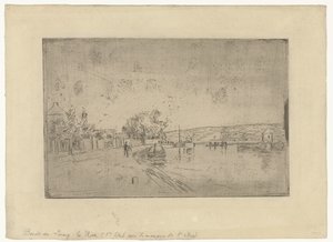 Gezicht op de rivier Loing met boten vanaf de oever door Alfred Sisley