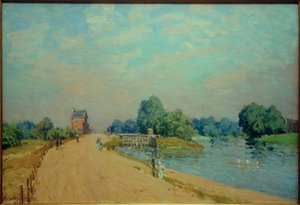 De weg naar Hampton Court door Alfred Sisley