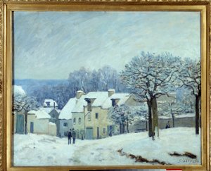 La place du Kennel in Marly, sneeuw effect. Schilderij door Alfred Sisley (1839-1899) 1876