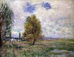Vlakte bij Veneux door Alfred Sisley
