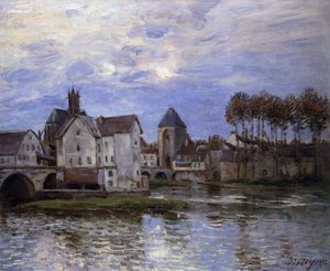Pont de Moret bij zonsondergang