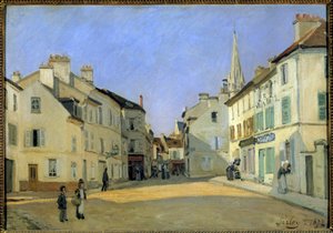 Rue de la Chaussee in Argenteuil of Plein in Argenteuil door Alfred Sisley