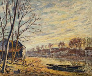 De scheepswerf in Matrat door Alfred Sisley