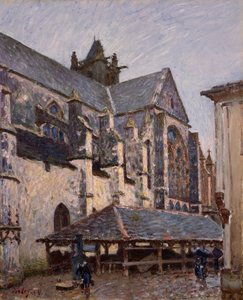 De kerk in Moret in de regen, 1894 door Alfred Sisley
