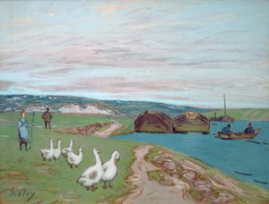 Het ganzenmeisje door Alfred Sisley