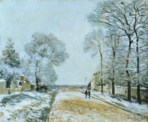 De weg, sneeuweffect door Alfred Sisley