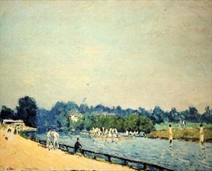 De weg naar Hampton Court door Alfred Sisley