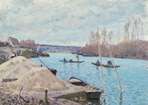 De Seine bij Port-Marly, Zandhopen door Alfred Sisley