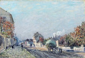Een straat in Marly door Alfred Sisley
